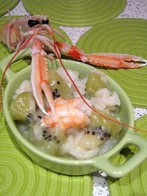 risotto scampi e kiwi