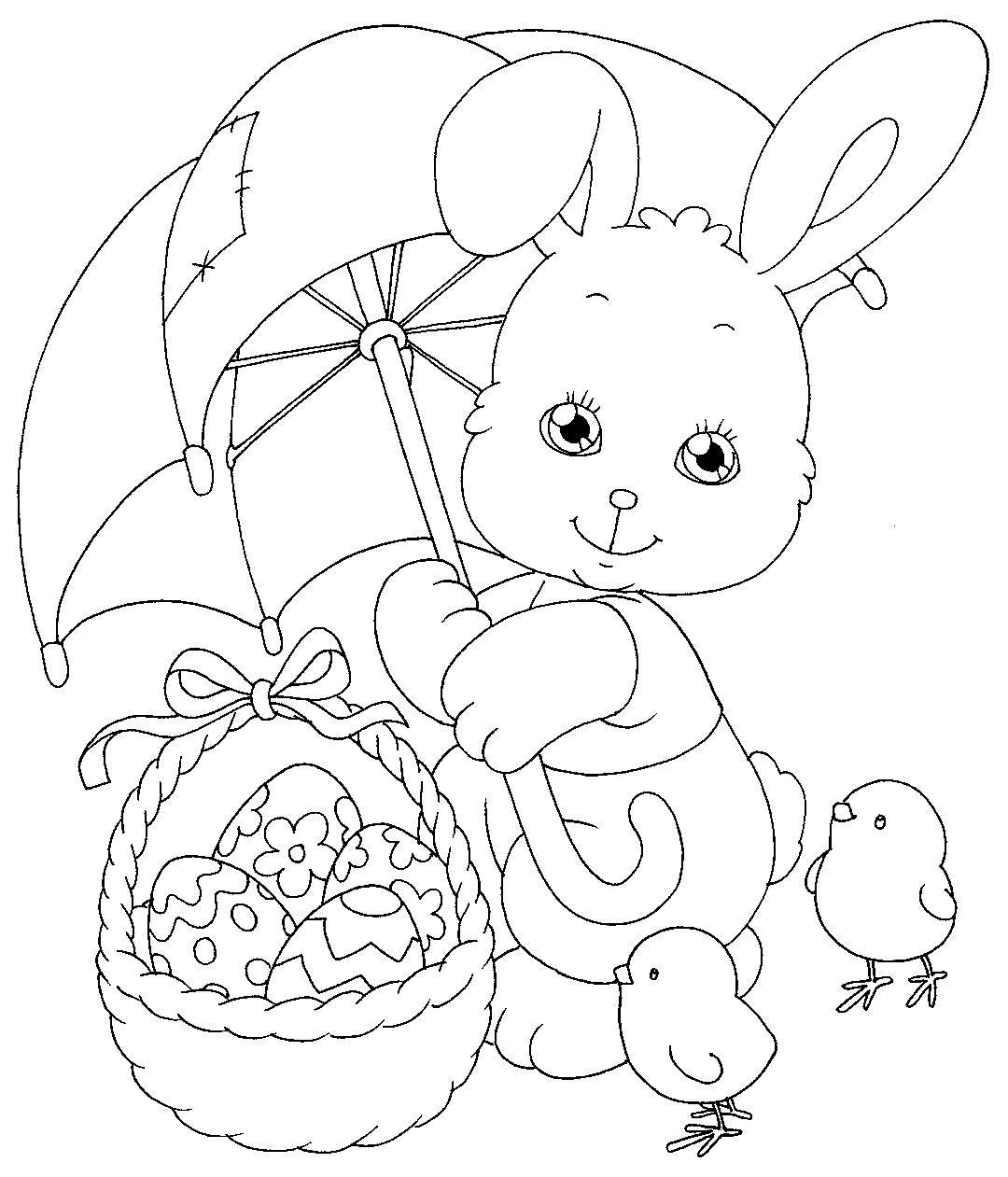 Disegno di Pasqua con coniglio e pulcini