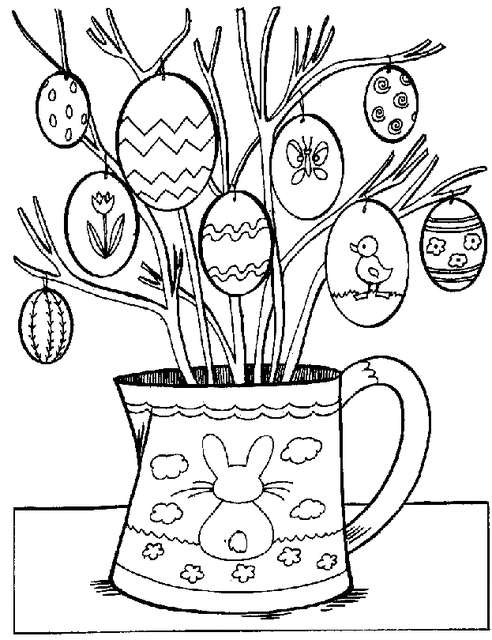 Disegno di Pasqua con un albero di uova