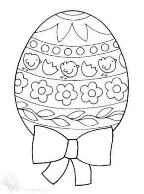 Disegno di Pasqua con uovo con pulcini