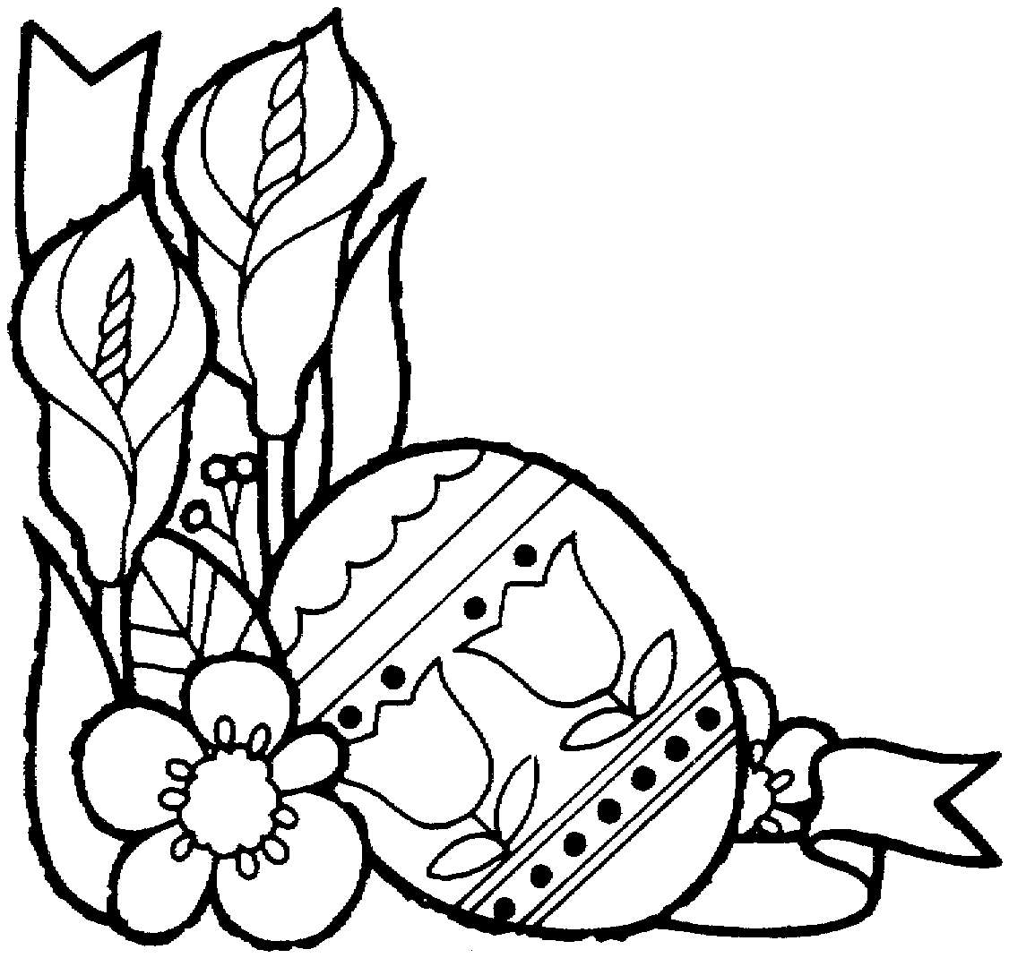 Disegno di Pasqua con uovo e fiori