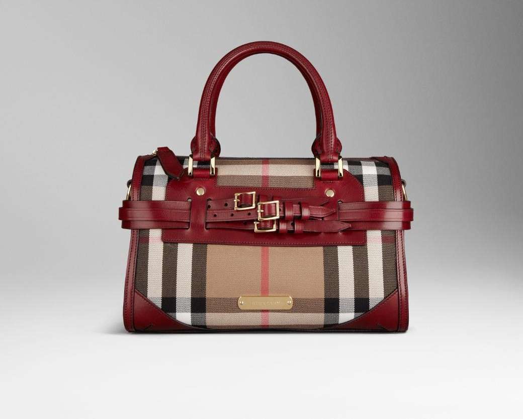 Bauletto in pelle rossa con stampa check