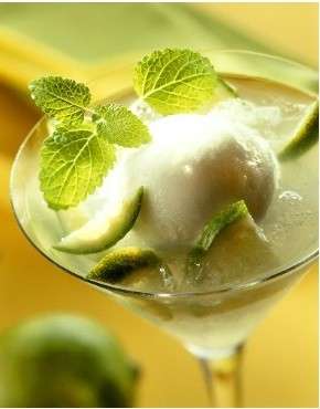 Sorbetto allo champagne e menta