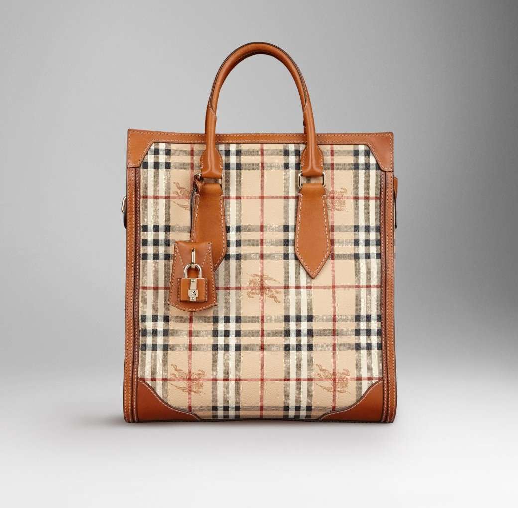 Tote con stampa check in pelle