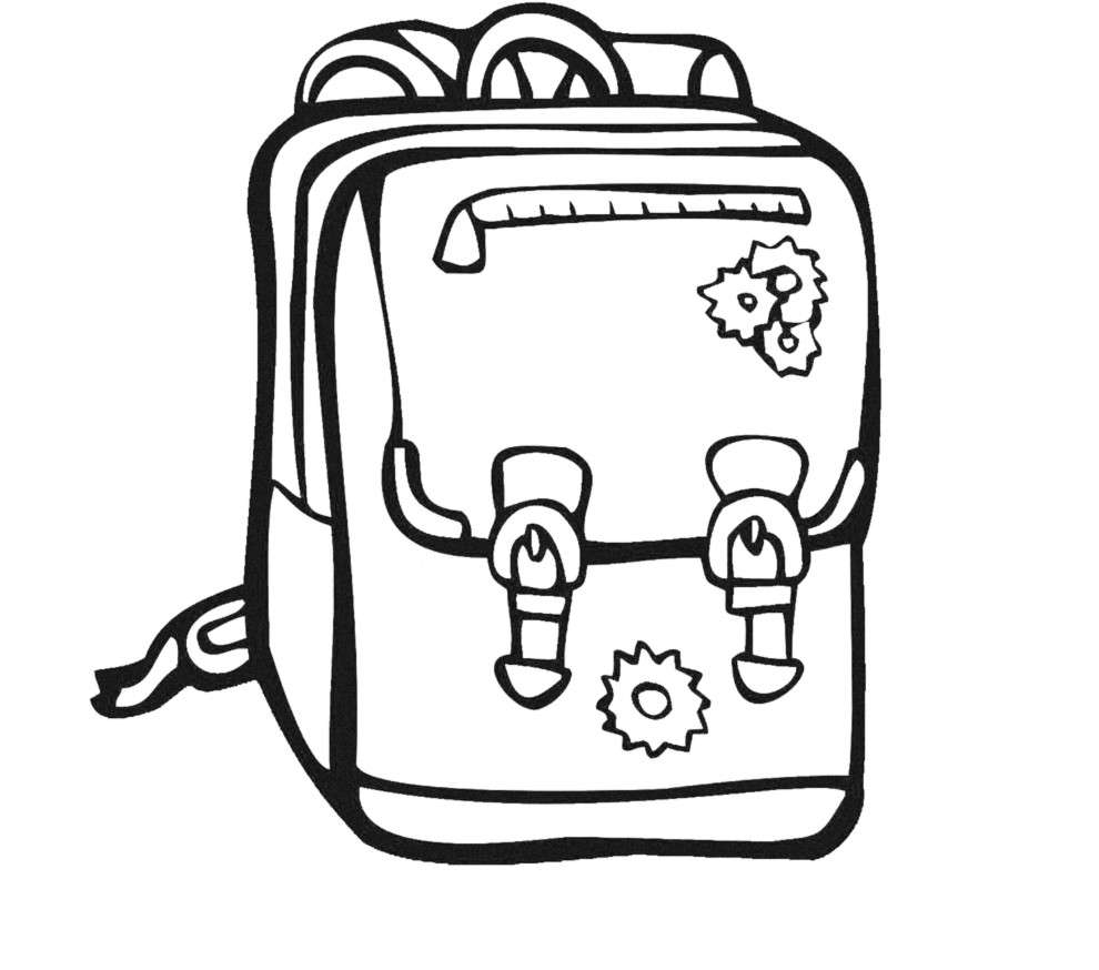 Disegno sulla scuola da colorare con lo zainetto