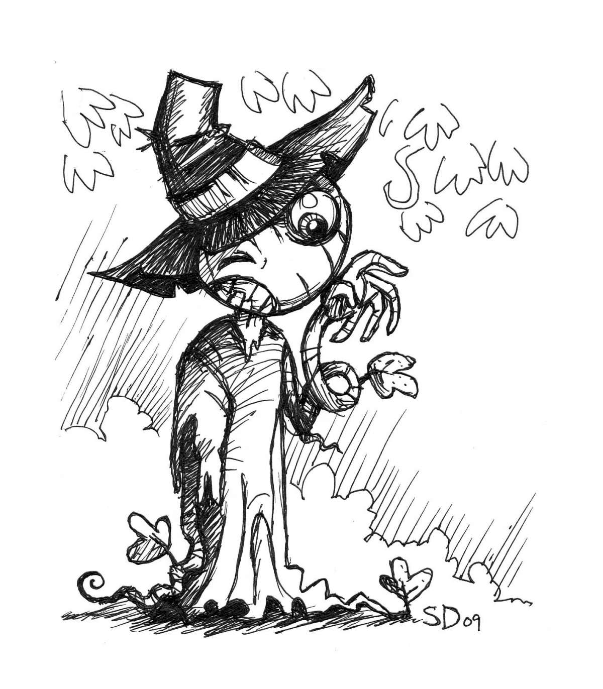 Disegno per Halloween con spaventapasseri