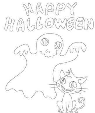 Fantasma con gatto di Halloween
