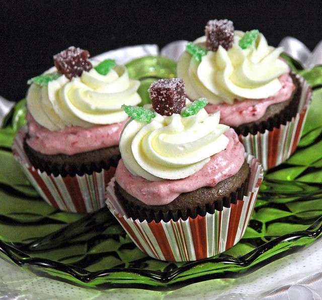 Cupcake al cioccolato, lampone e menta