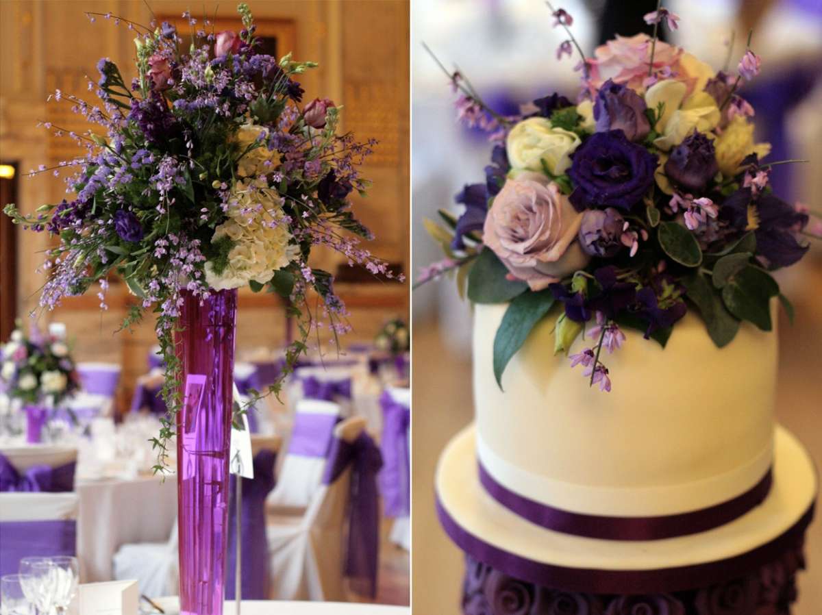 Torta nuziale fiori lilla e viola