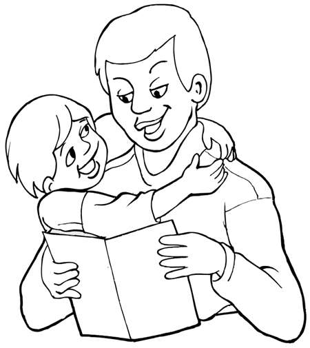 Disegno per la festa del papà con abbraccio