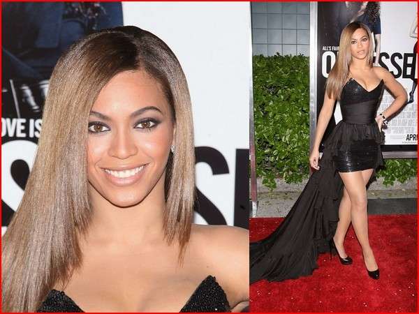 Beyoncé in nero con strascico