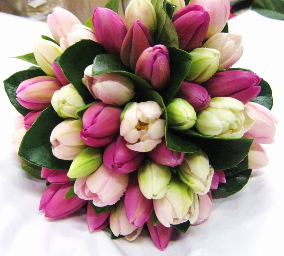 Bouquet sposa tulipani rosa e bianchi