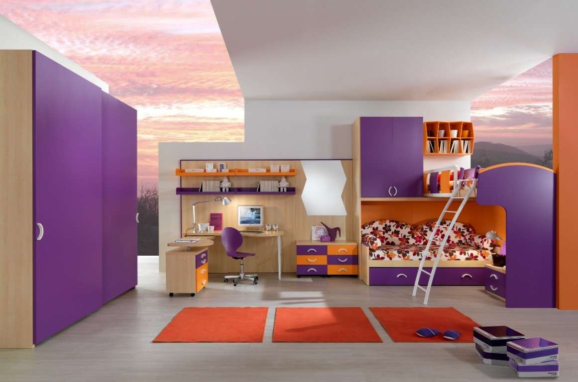 Camerette bambini Giessegi viola arancio