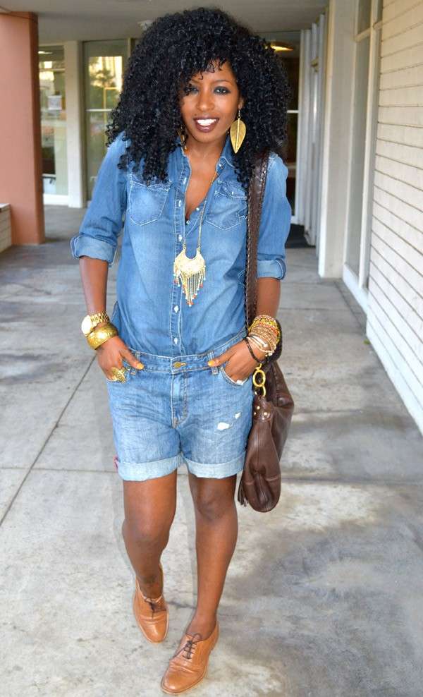 Camicia di jeans con shorts denim