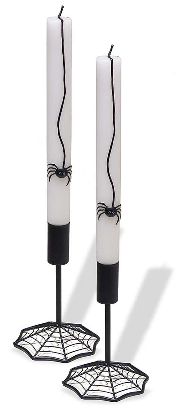 Decorazioni per Halloween, candele con ragni