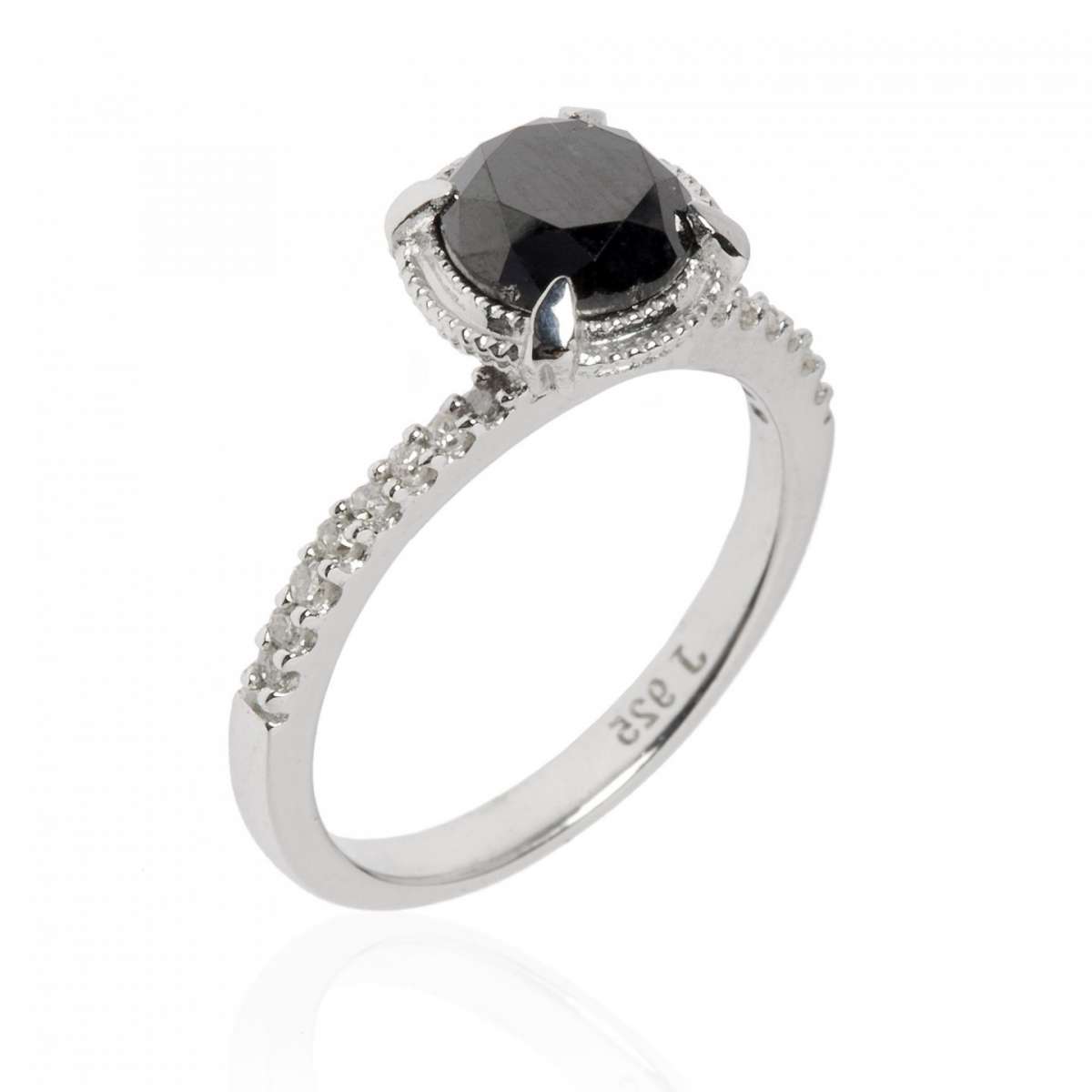Fedina fidanzamento argento diamante nero