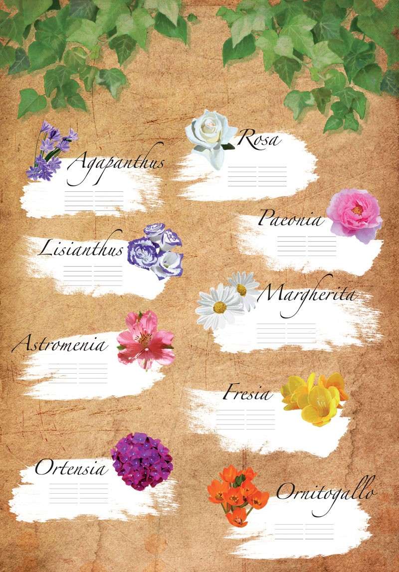 Tableau matrimonio originali fiori