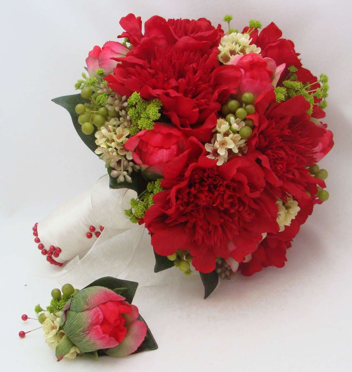 Bouquet sposa invernale rosso e verde