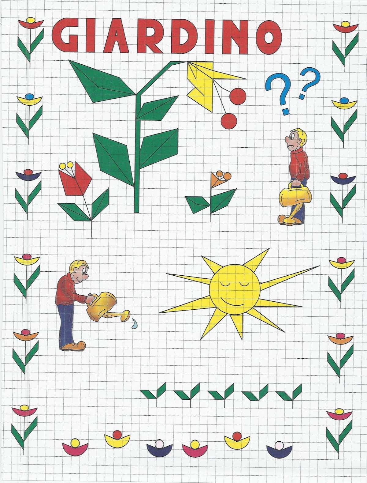 Cornicette per bambini a quadretti giardino