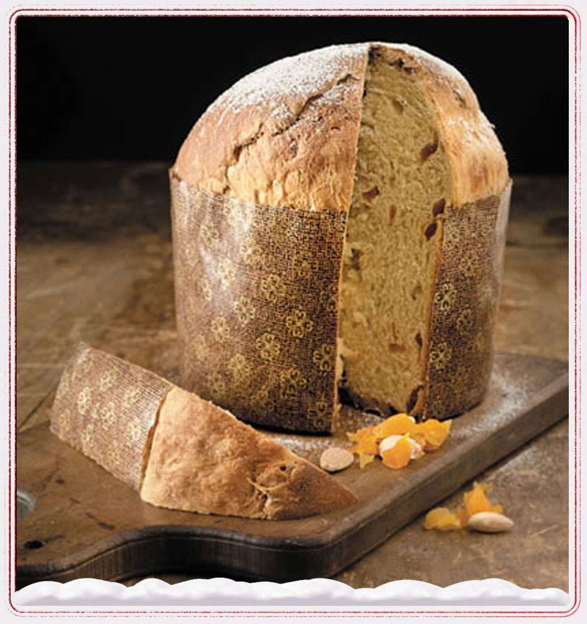 Il panettone con uvetta e gocce di cioccolato