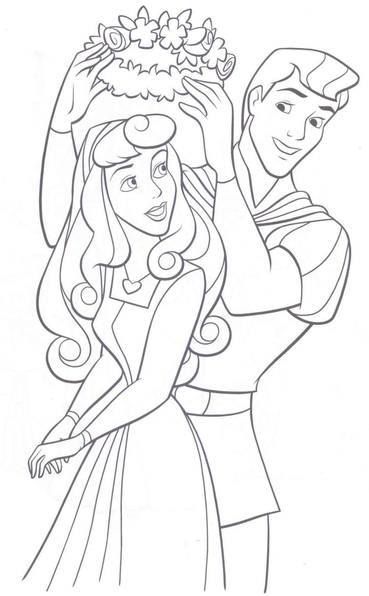 Principesse Disney da colorare Bella Addormentata Principe corona
