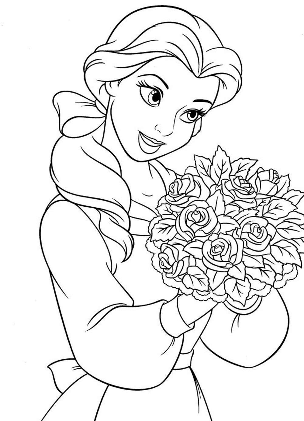 Principesse Disney da colorare Bella con fiori