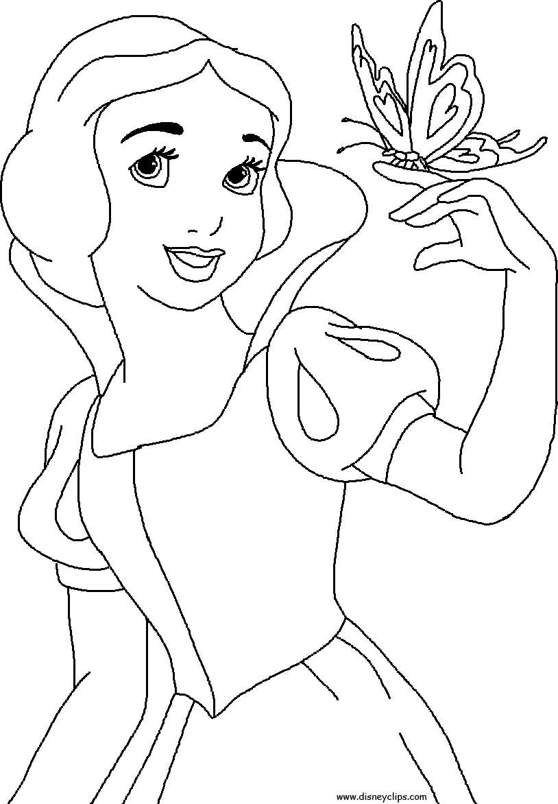 Principesse Disney da colorare Biancaneve e farfalla