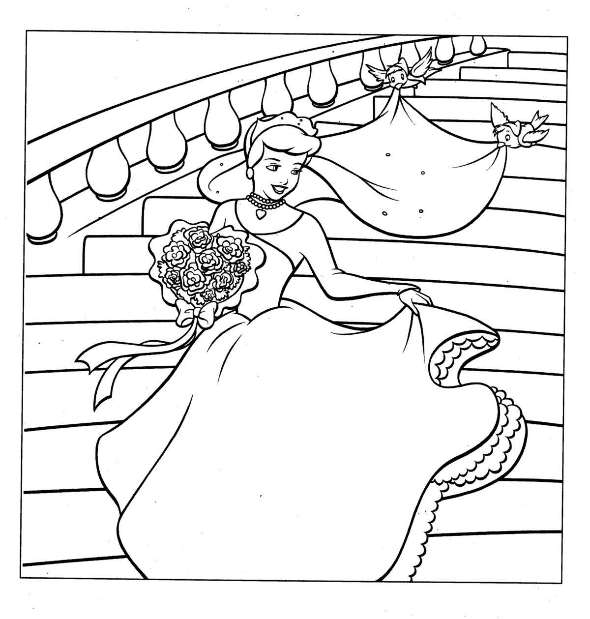 Principesse Disney da colorare Cenerentola abito ballo