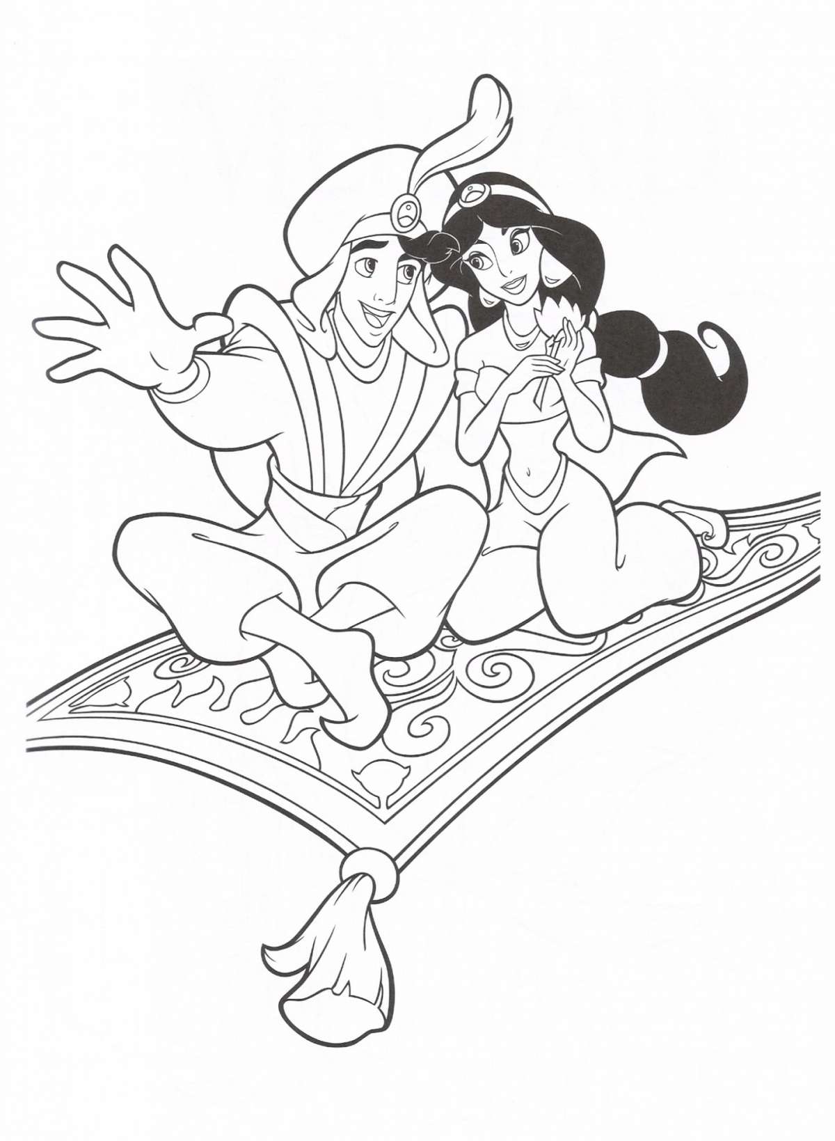 Principesse Disney da colorare Jasmine e Aladino