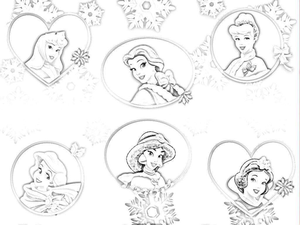 Principesse Disney da colorare sei ritratti