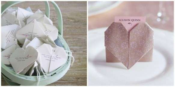 Segnaposto matrimonio cuore origami