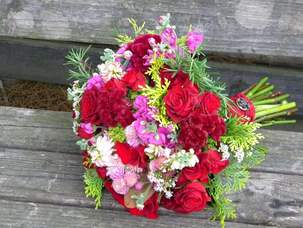 Bouquet sposa Natale rosso e rosa