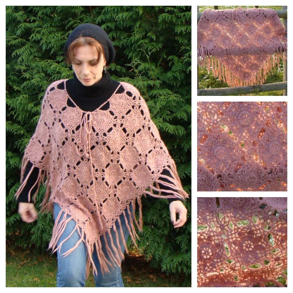 Poncho traforato rosa