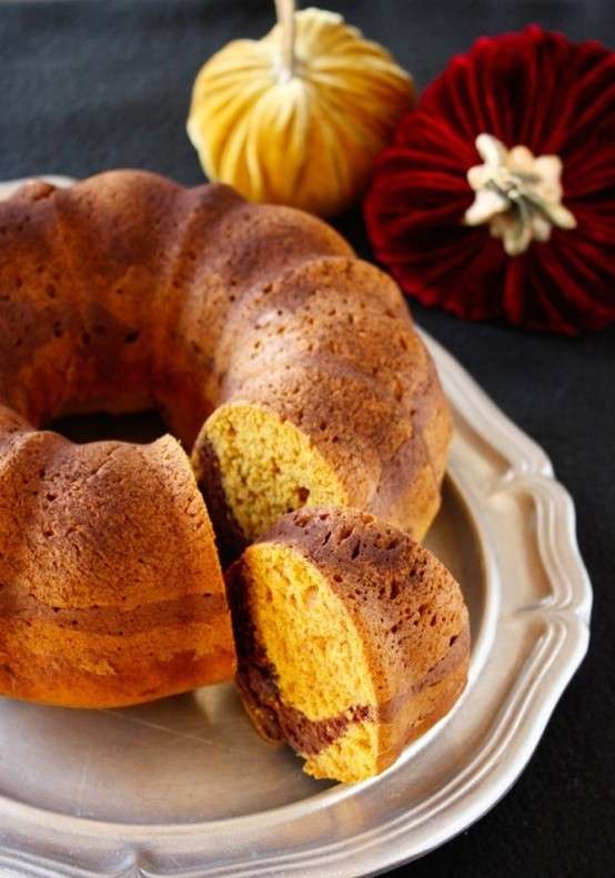 Torta di zucca variegata al cacao