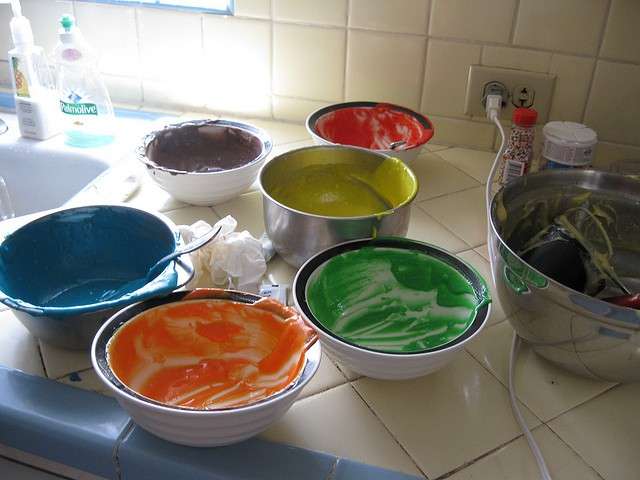 Impasti colorati della Torta Arlecchino