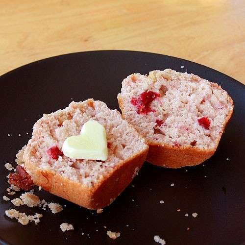 Muffin con cuore di cioccolato bianco