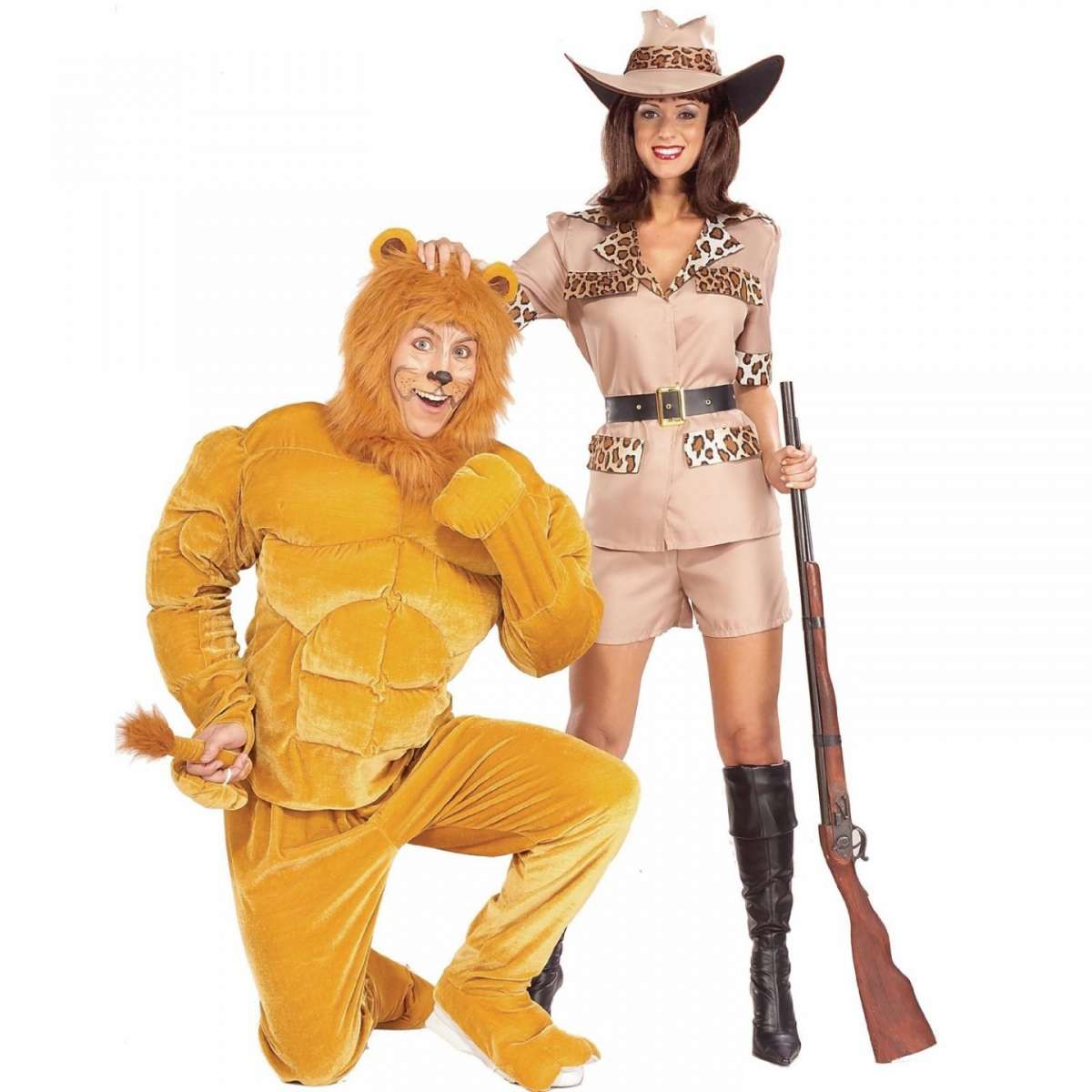 Leone e cacciatrice