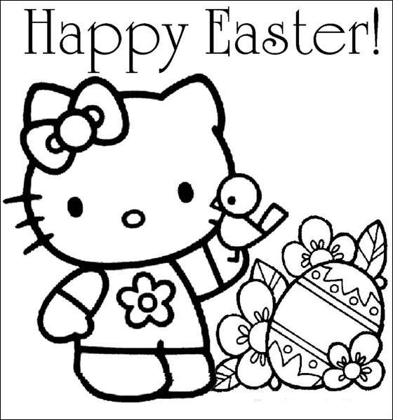 Biglietto di Pasqua da colorare con Hello Kitty