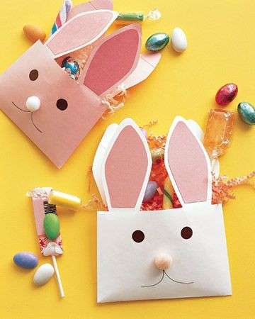 Buste a forma di coniglio per i lavoretti di Pasqua dei bambini
