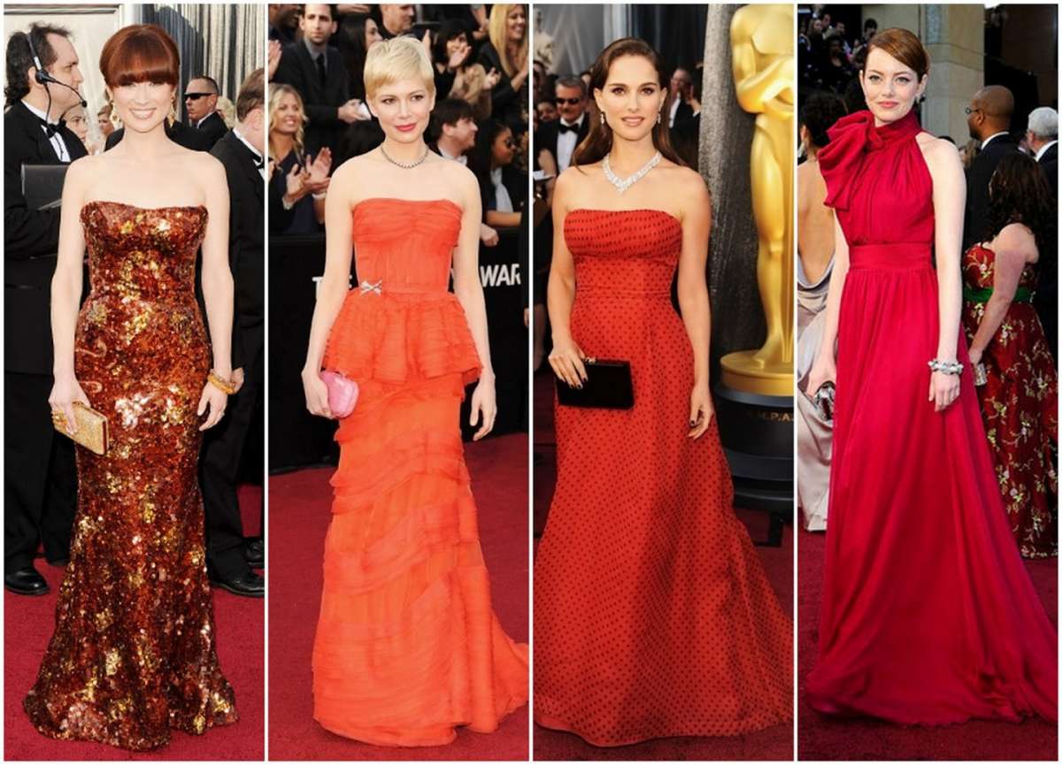 Vestiti eleganti in rosso e arancio dai red carpet