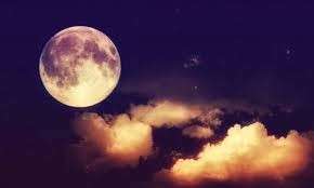 Buonanotte con paesaggio notturno e luna