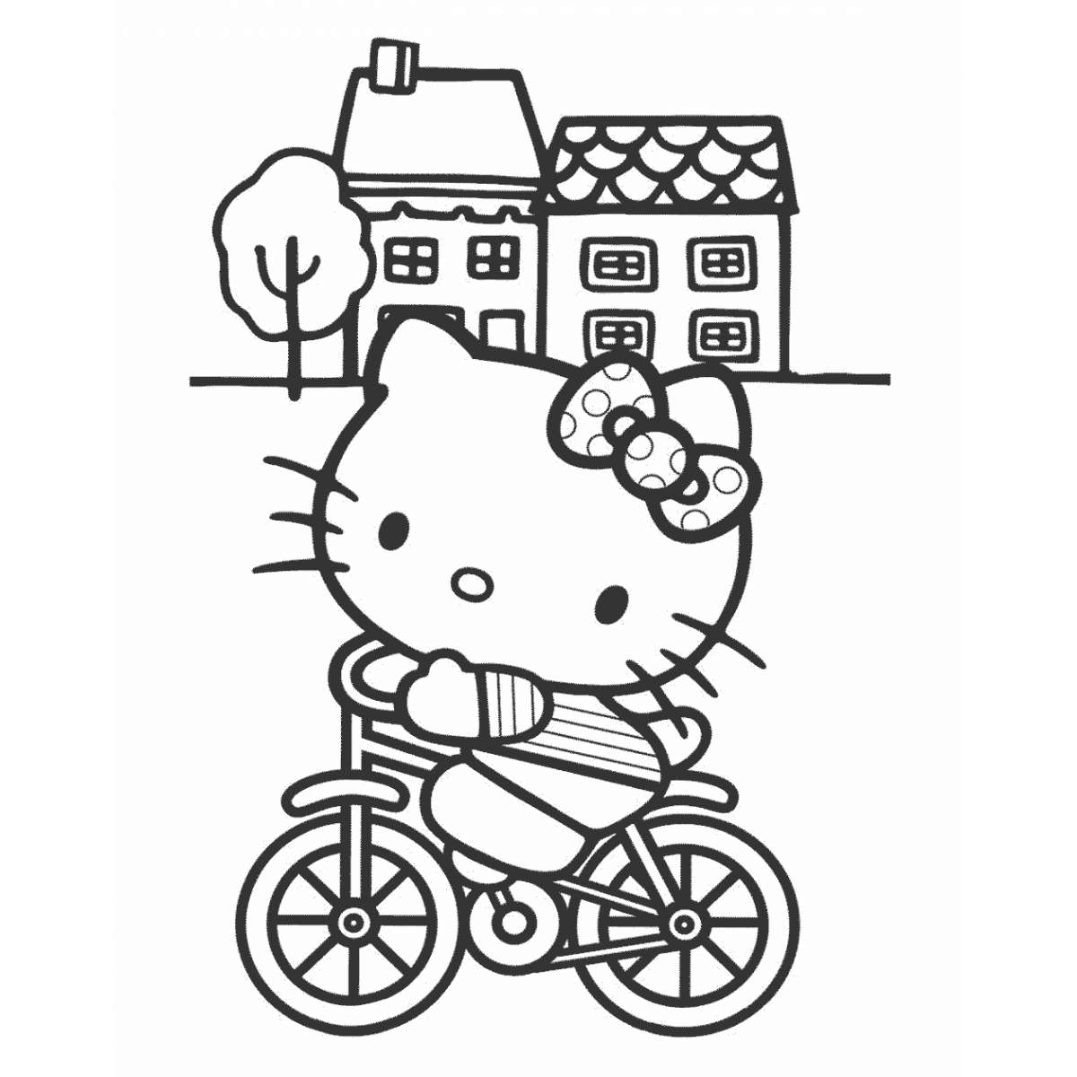 Hello Kitty che va in bici