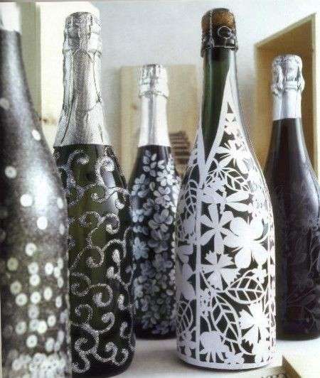 Bottiglie decorate per Natale