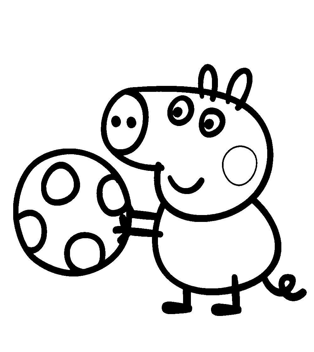 Disegno da colorare di Peppa Pig con la palla