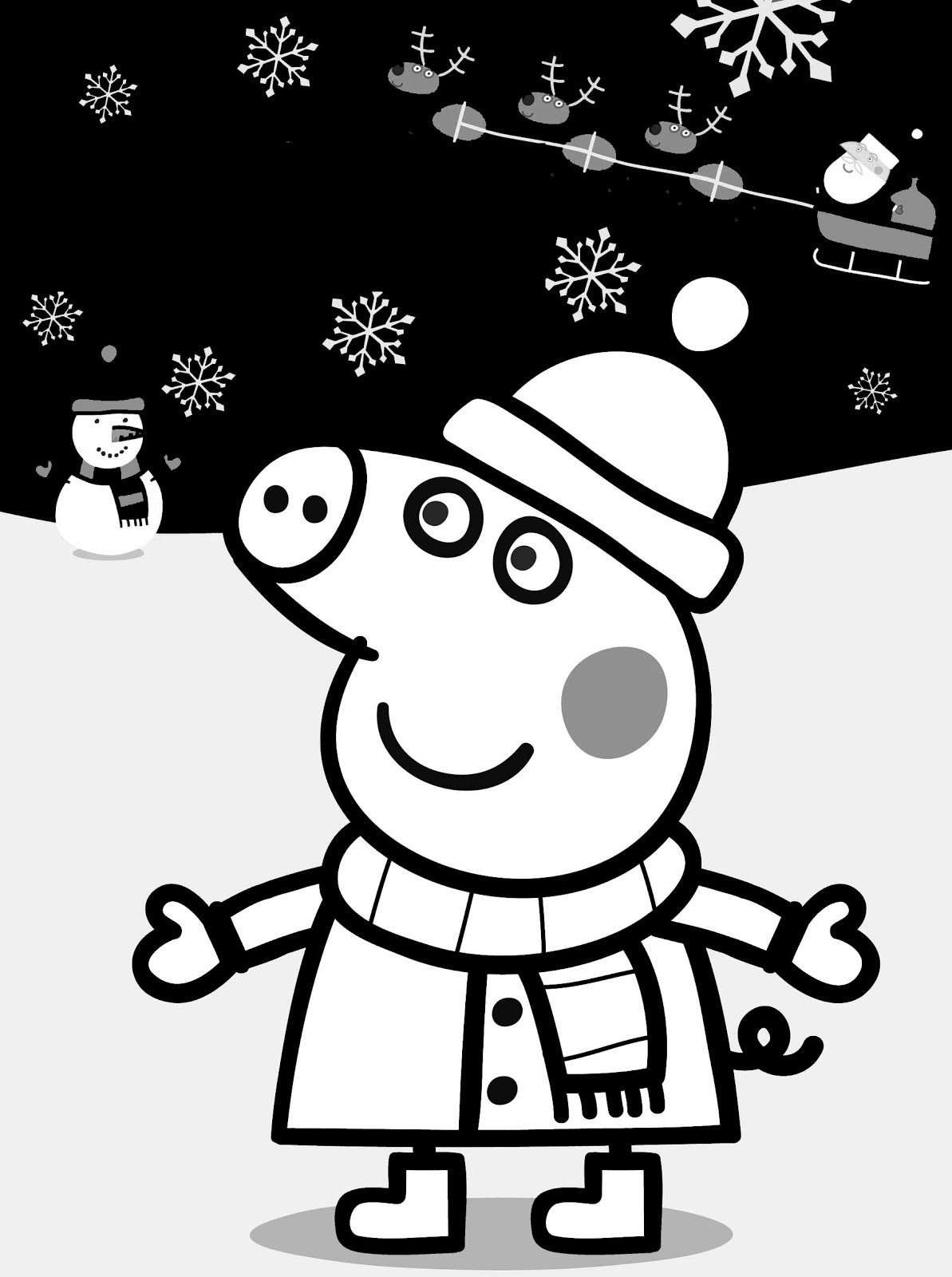 Disegno da colorare di Peppa Pig in inverno