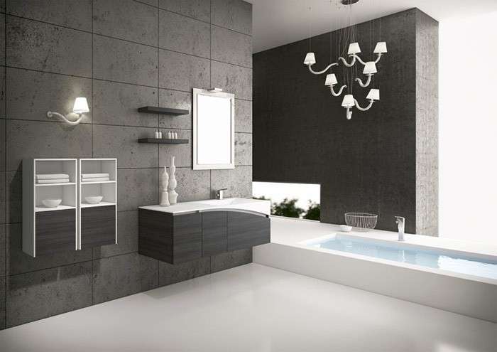 Grigio e design per il bagno