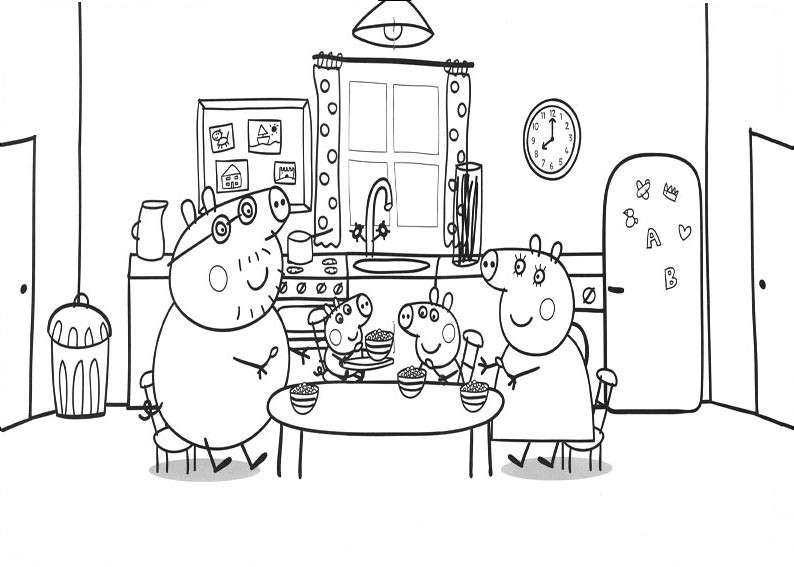 La famiglia di Peppa a tavola