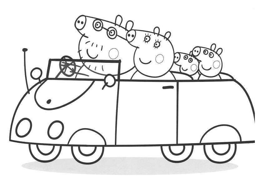 La famiglia Pig in auto