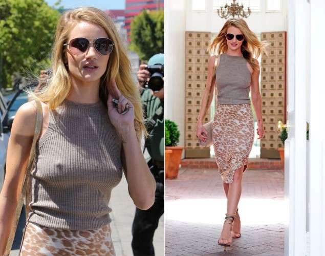 Rosie Huntington-Whiteley senza reggiseno