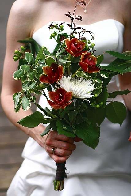 Bouquet verde con rose